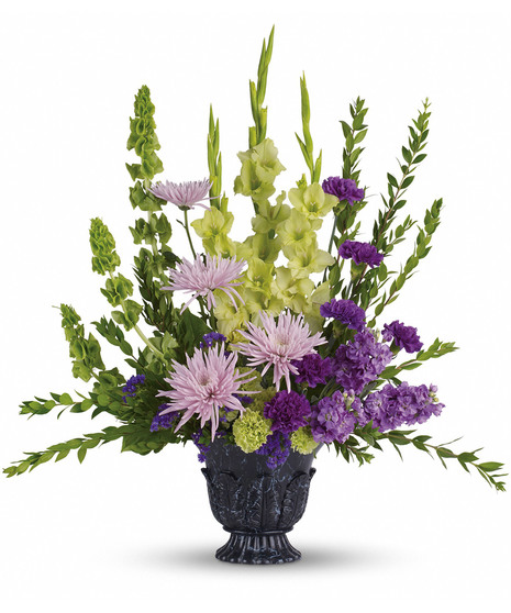 purple and green floral arrangement