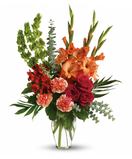 red and orange floral arrangement