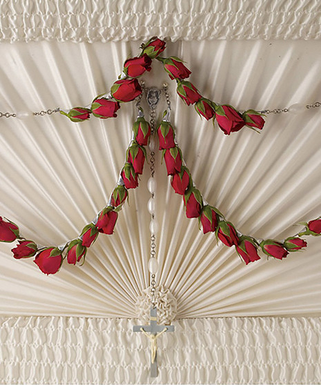red rose casket rosary