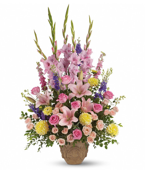 pink and yellow floral arrangement