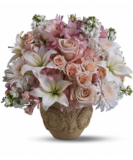 pink lilies and roses