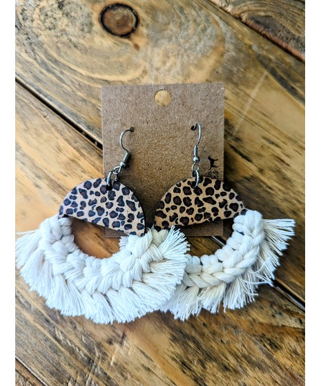 Earring Cheetah Macrame Hoops Granbury Flower Shop TX Same