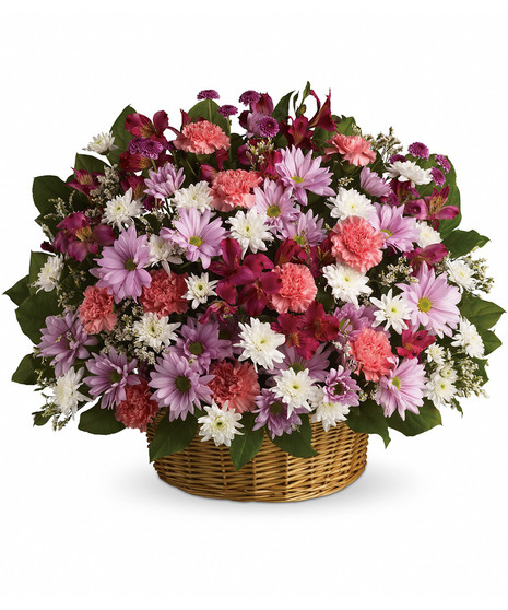 pink and lavender daisy basket