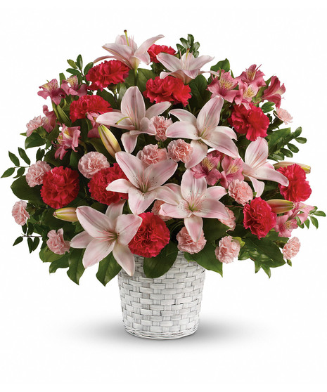 pink and red floral arrangement