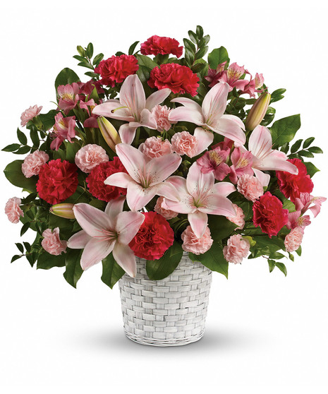 pink and red floral arrangement