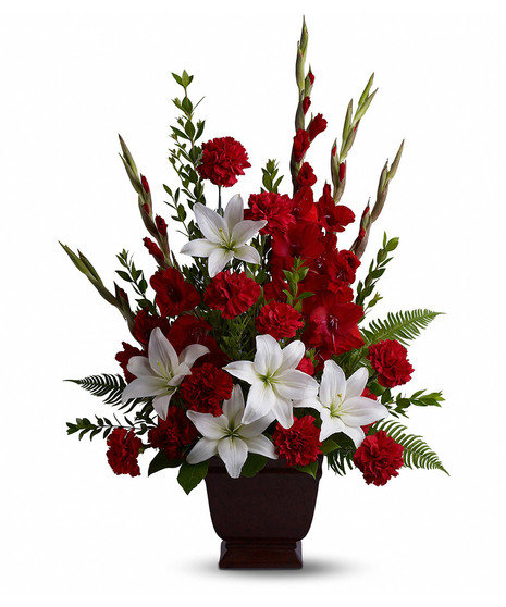 red and white floral arrangement