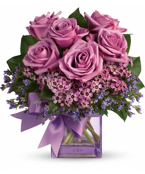 lavender roses in vase