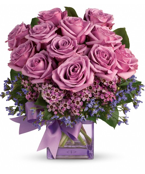 lavender roses in vase